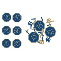 Confetti de Navy and Gold con números de 14 g