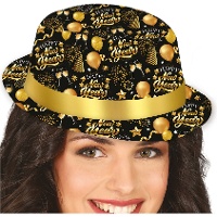 Gorro de Happy New Year negro y dorado