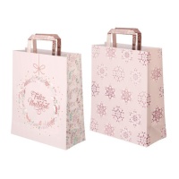 Bolsa de regalo de Navidad rosa de 24 x 18 x 10 cm surtida - 1 unidad