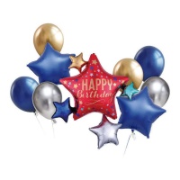 Bouquet de Happy Birthday estrellas - 9 unidade