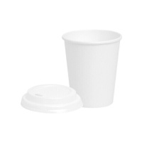 Vaso 200 ml de cartón (PLA) blanco con tapa - Honest Green - 25 unidades