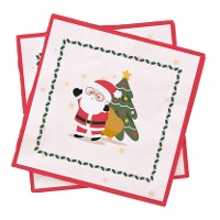 Servilletas de Papá Noel rojo y blanco de 16,5 x 16,5 cm - 20 unidades