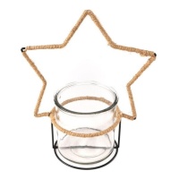 Portavelas de cristal con estrella de 14 x 8 x 18 cm - Dcasa