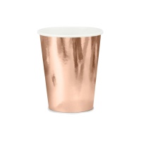 Vasos metalizados rosa dorado de 270 ml - 6 unidades