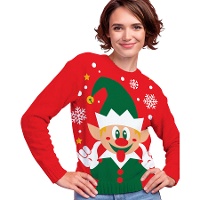 Jersey de Navidad de elfo navideño para mujer
