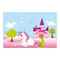 Mantel de unicornio y castillo de plástico de 1,20 x 1,80 m