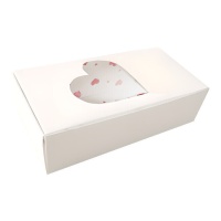Caja para galletas rectangular reversible con corazones de 18 x 9 cm - 1 unidad