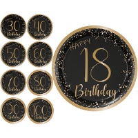 Platos Elegant Gold de números de 23 cm - 8 unidades