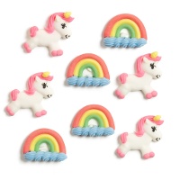 Figuras de azúcar de Unicornios felices - 8 unidades
