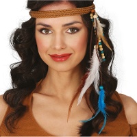 Cinta de indio con plumas para adulto