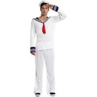 Disfraz de marinero naval con lazo rojo para hombre