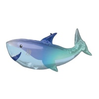 Globo de tiburón azul contento de 96 x 45 cm - Anagram