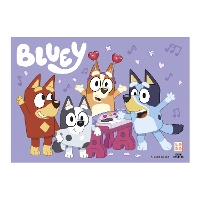 Oblea comestible de Bluey y Bingo morada de 14,8 x 21 cm