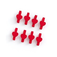 Pinzas de madera con corazón rojo de 3,5 cm - 8 unidades