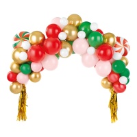 Guirnalda de globos rojos, verdes, dorados y rosas - PartyDeco - 82 unidades