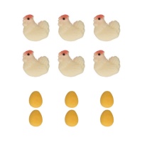 Figuras de mazapán de huevos y gallinas - FunCakes - 12 unidades