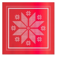 Servilletas de Navidad bordado rojo de 12,5 x 12,5 cm - 30 unidades