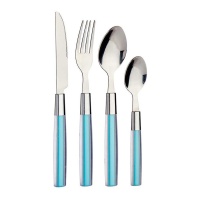 Cubertería de acero inox mango azul - 16 unidades