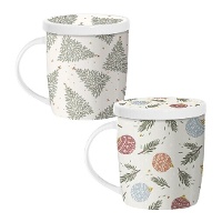 Taza de 350 ml de blanca Navidad con filtro para té - 1 unidad