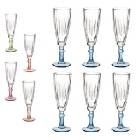 Copa de 170 ml para cava con base color azul - 6 unidades