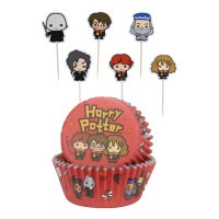 Cápsulas para cupcakes con picks de Harrry Potter - 24 unidades