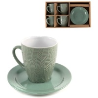 Taza de café de 220 ml hojas verde - 4 servicios