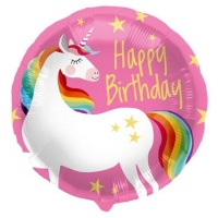 Globo de Unicornio Mágico Happy Birthday de 45 cm