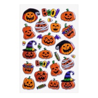 Pegatinas de Halloween calabazas con relieve - 1 hoja