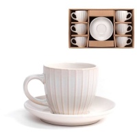 Taza de 100 ml de café marfil a rayas - 6 servicios