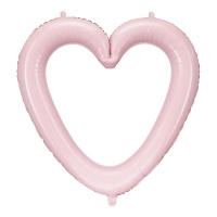 Globo marco de corazón rosa claro de 73 x 72 cm - PartyDeco