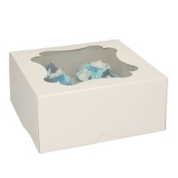 Caja para 4 cupcakes blanca de 16,5 x 16,5 x 7 cm - FunCakes - 25 unidades