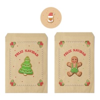 Sobre regalo de 24 x 16 cm de Sweet Christmas con pegatinas - 10 unidades