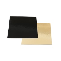 Base para tarta cuadrada de 32 x 32 x 0,3 cm dorada y negra - Decora