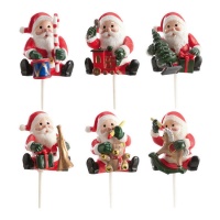 Picks de Papá Noel con regalos de 5 cm - Dekora - 36 unidades