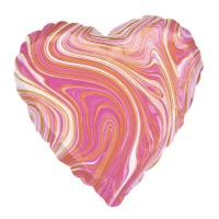 Globo de corazón rosa, blanco y dorado de 43 cm - Anagram