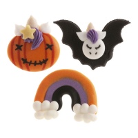Figuras de azúcar de Halloween de unicornio en 2D de 3,5 x 5,5 cm - Dekora - 48 unidades