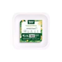 Platos de 20 cm cuadrados de cartón biodegradable blanco - 50 unidades