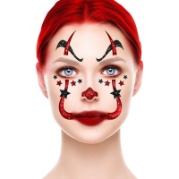 Joyas adhesivas faciales payaso purpurina