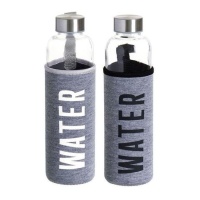 Botella de 600 ml de cristal Water con funda - DCasa - 1 unidad