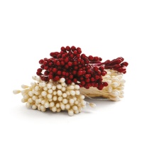 Estambres para flores grandes rojo y blanco perlado - Decora - 288 piezas