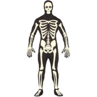Disfraz de esqueleto fluorescente en la oscuridad para hombre