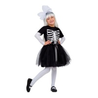 Disfraz de esqueleto con lazo para niña