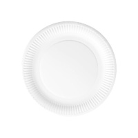 Platos de 17 cm redondos de cartón biodegradable blanco con cenefa - 50 unidades