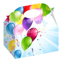 Caja de cartón de fiesta con globos multicolor - 12 unidades