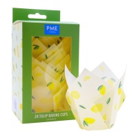 Cápsulas tulipán de papel para muffins de limones - PME - 24 unidades