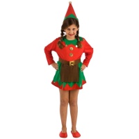 Disfraz de elfo verde y rojo para niña