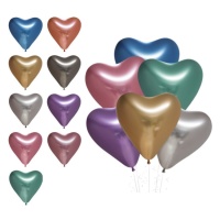 Globos de látex de 30 cm cromados biodegradable de corazón - Globos Nordic - 6 unidades