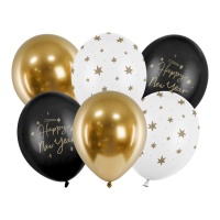 Globos de látex de Happy New Year de 30 cm - PartyDeco - 6 unidades