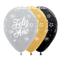 Globos de látex de Feliz Año de 30 cm - Sempertex - 12 unidades