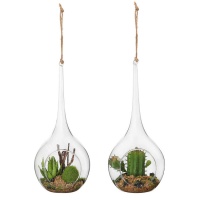 Colgante de cristal puntiagudo con plantas de 20 cm - 1 unidad